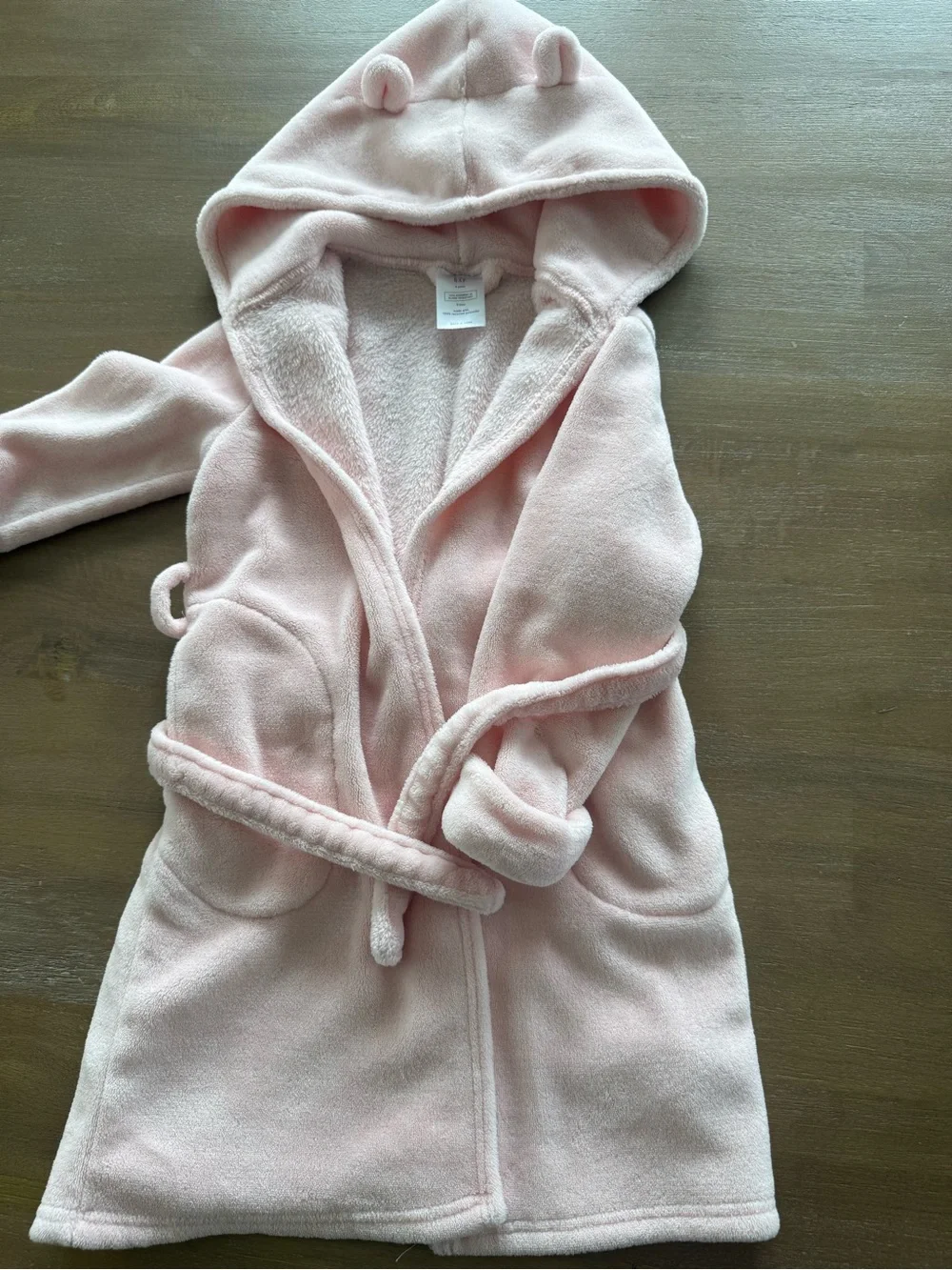 Gap Cozy Pink Hooded Kids' Plush Robe with Bear Ears
